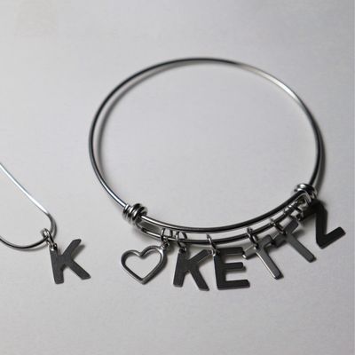 Customizable Initials Necklace And Bracelet Set