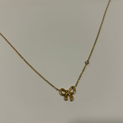 Gold Bow and Gem Necklace