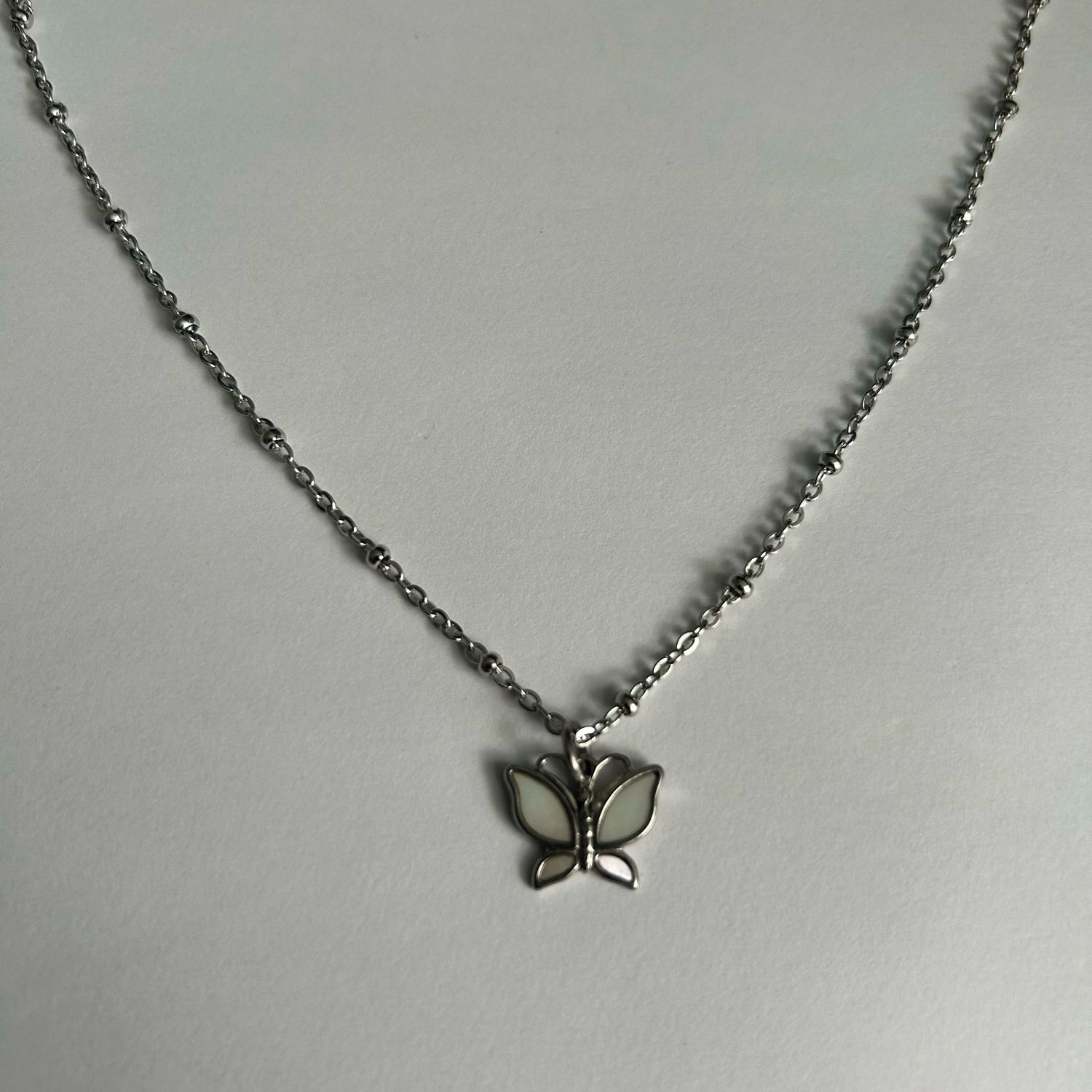 Butterfly Zirconia Bar Necklace