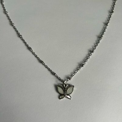 Butterfly Zirconia Bar Necklace