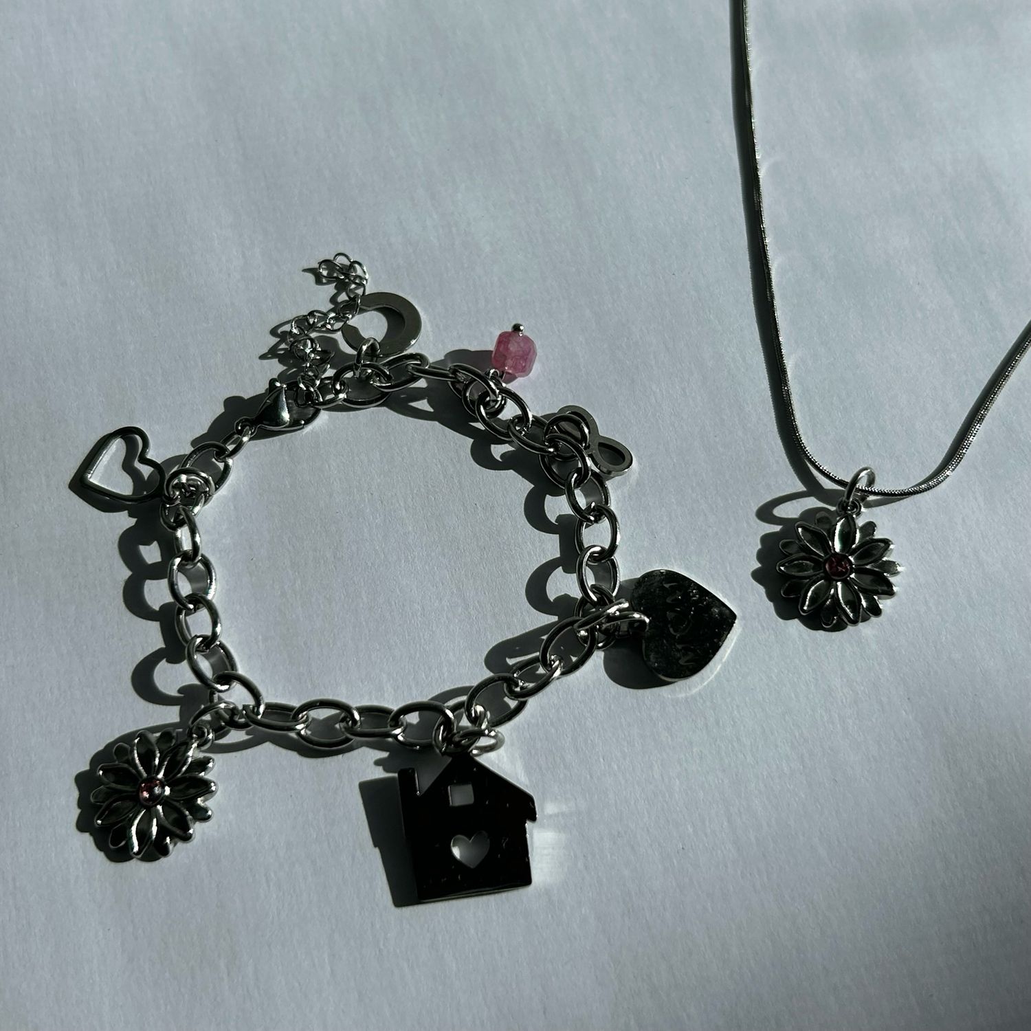 Where The Heart Is Cable Chain Bracelet and Necklace Bundle