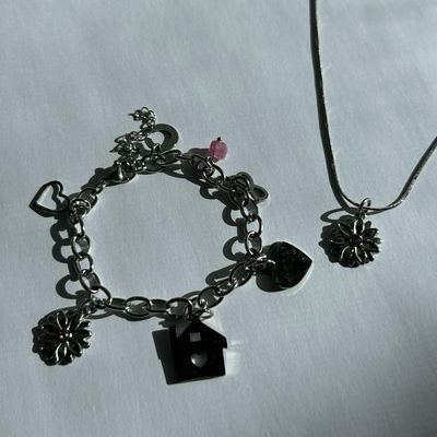 Where The Heart Is Cable Chain Bracelet and Necklace Bundle
