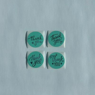 1" Turquoise Thank You Stickers x 100