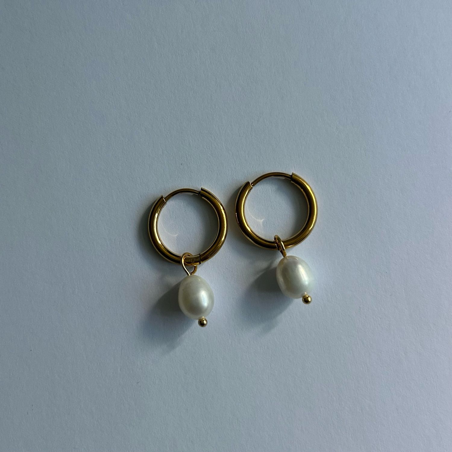 Pearl Dangle Hoops