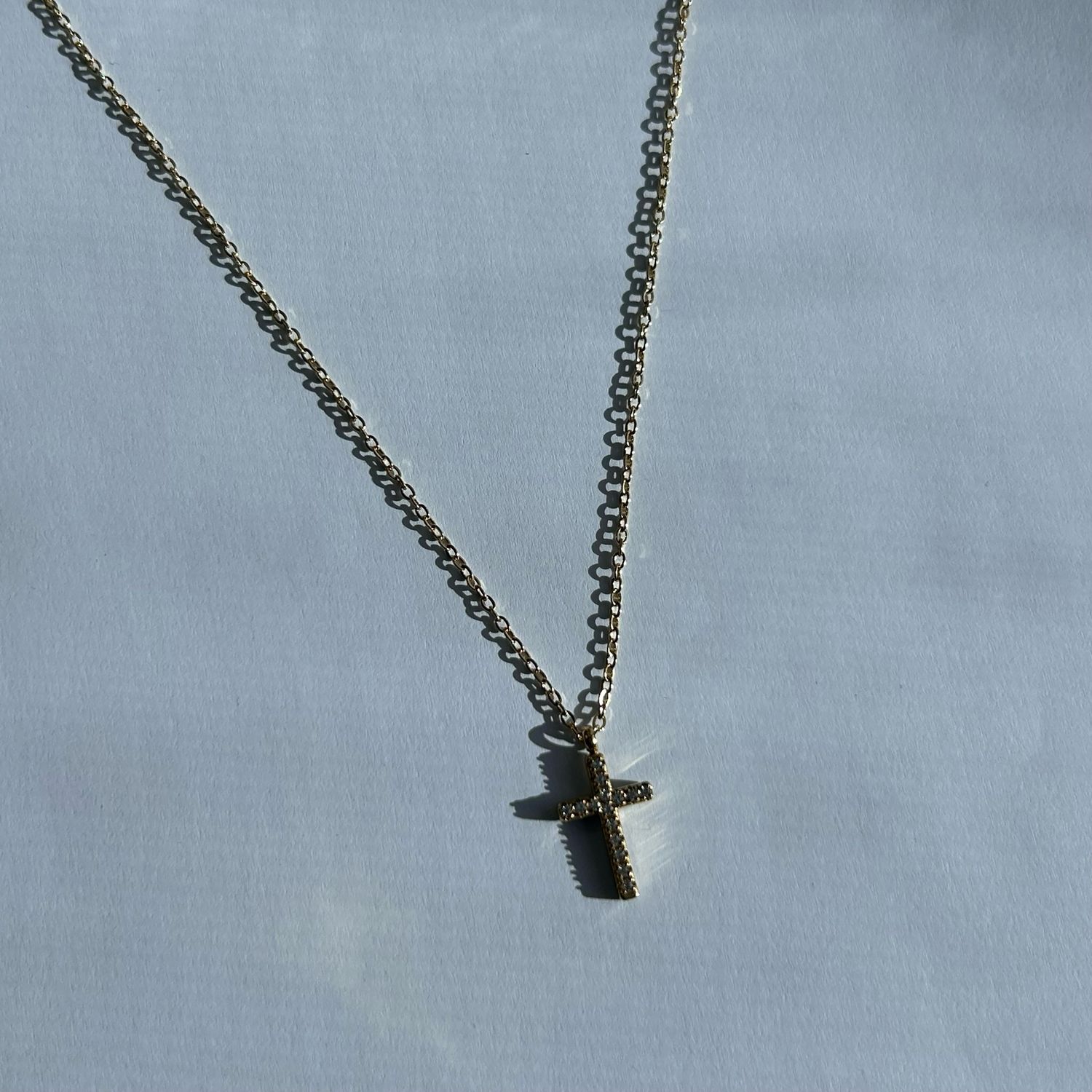 Gold Zirconia Cross Necklace
