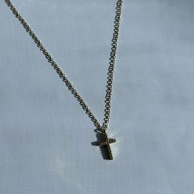 Gold Zirconia Cross Necklace