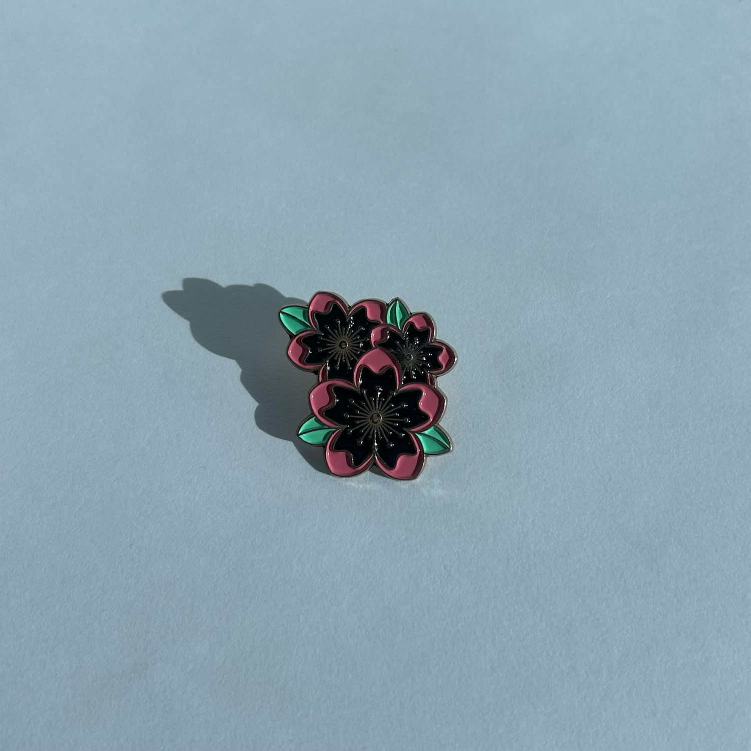 Black and Pink Flower Pin