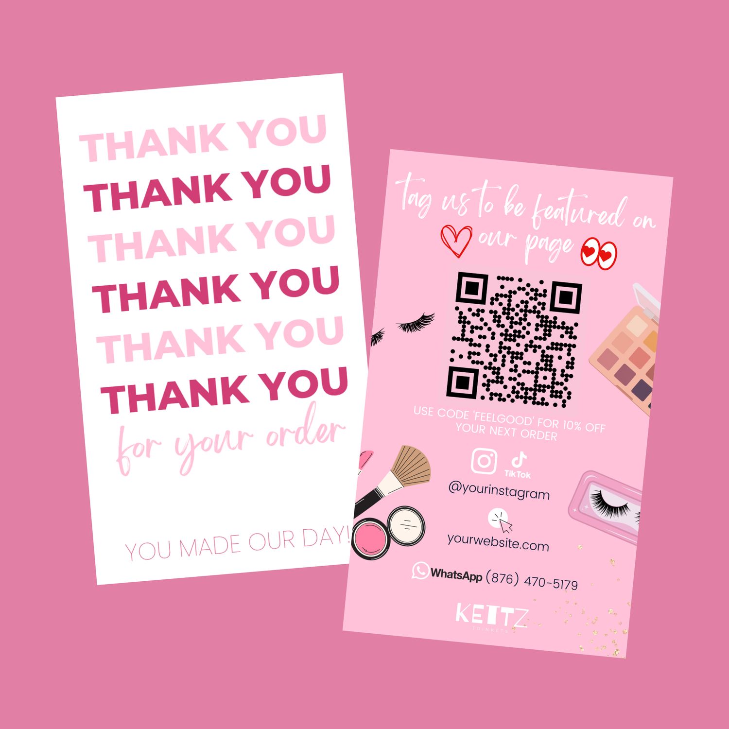 Vertical Thank You Card Template