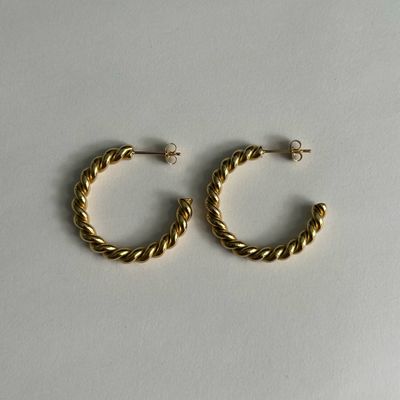 Gold Chunky Twist Hoops