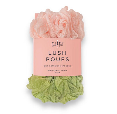 Lush Shower Pouf Set - Pink & Green