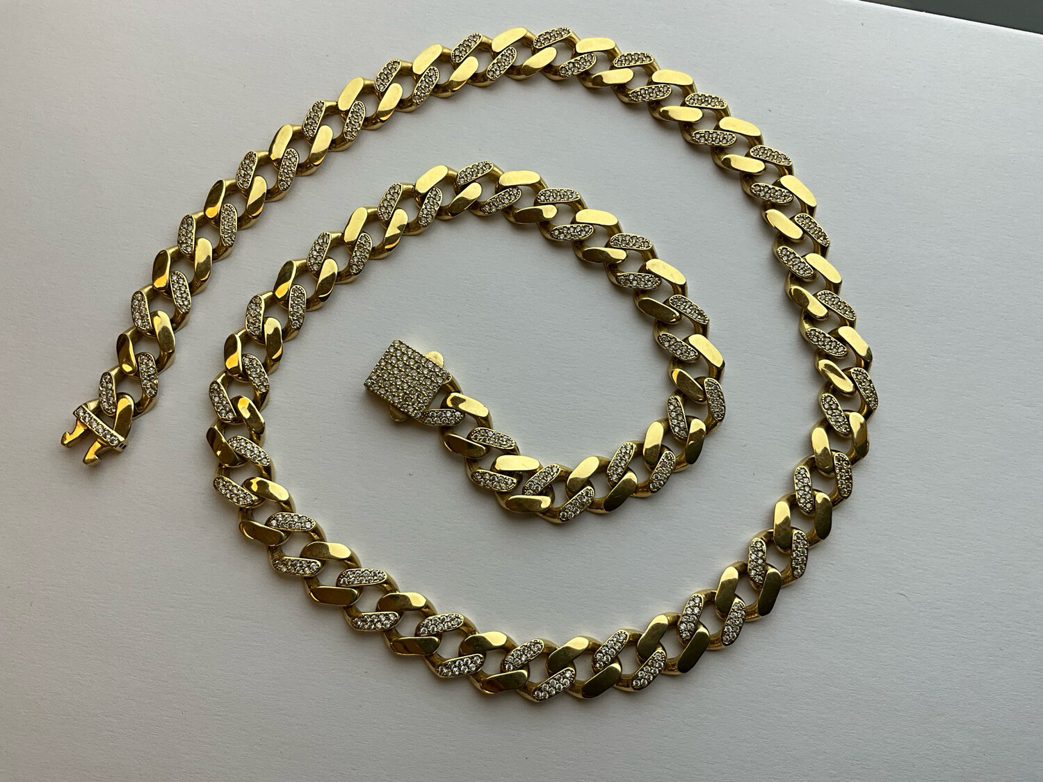Cubankette mit Stein 14K unisex