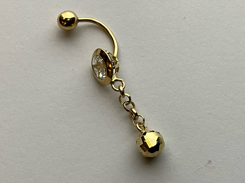 Bauchpiercing Gold 585 Banane Kugel Kristall 