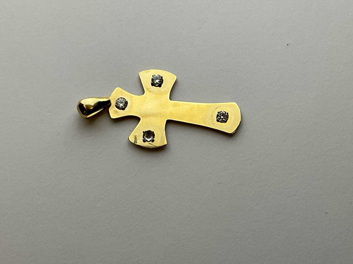 KREUZ unisex Gold 585 läng 4.5cm bereit 2.5 cm mit 4 Stein 