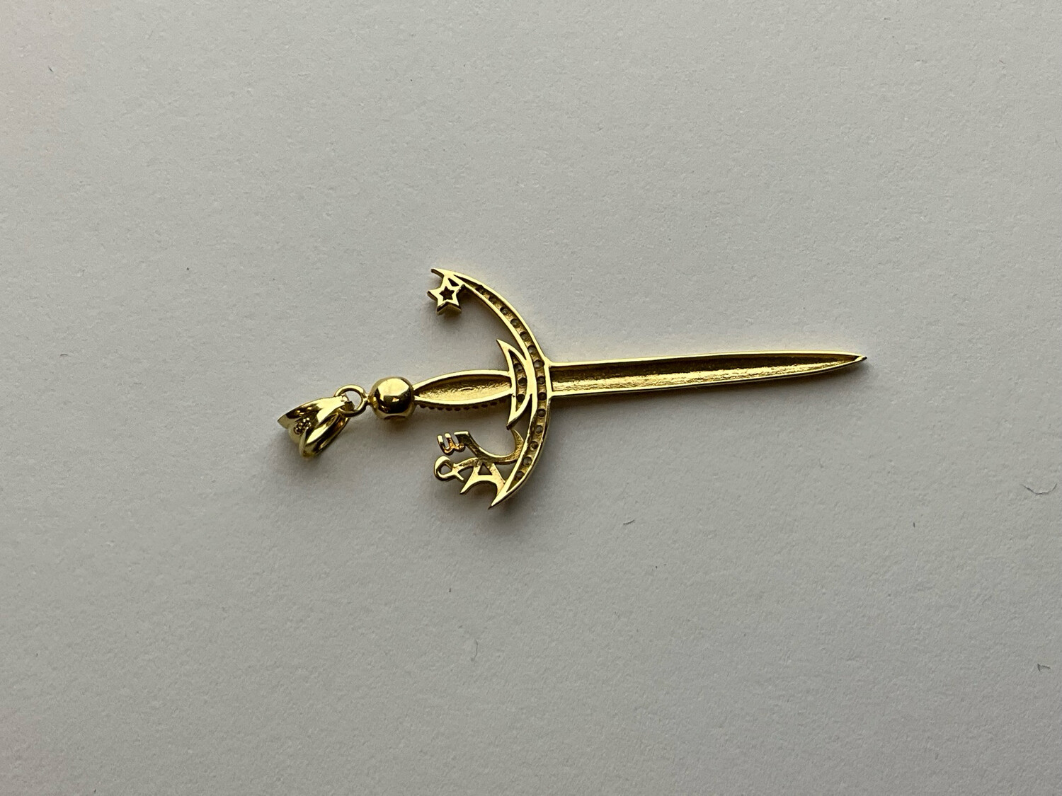 Anhänger UNi Gold 585 läng 3.5 cm bereit 2 cm Höhe 4 cm 