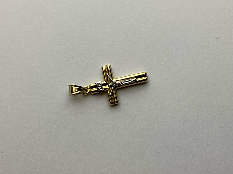 Kreuz unisex Gold 585 läng 2.5 bereit 1.5 cm Höhe 3 cm 
