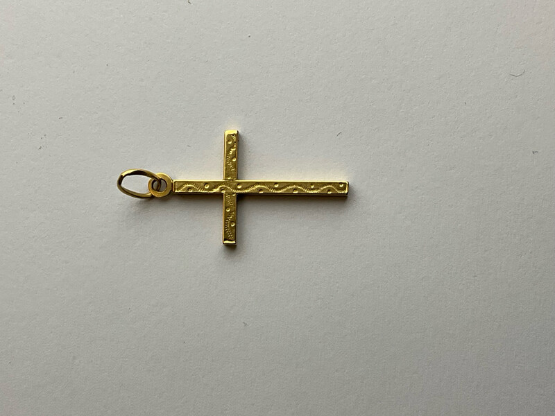 Kreuz unisex 18K Gold läng 3 cm bereit 2 cm Höhe 3.5cm 