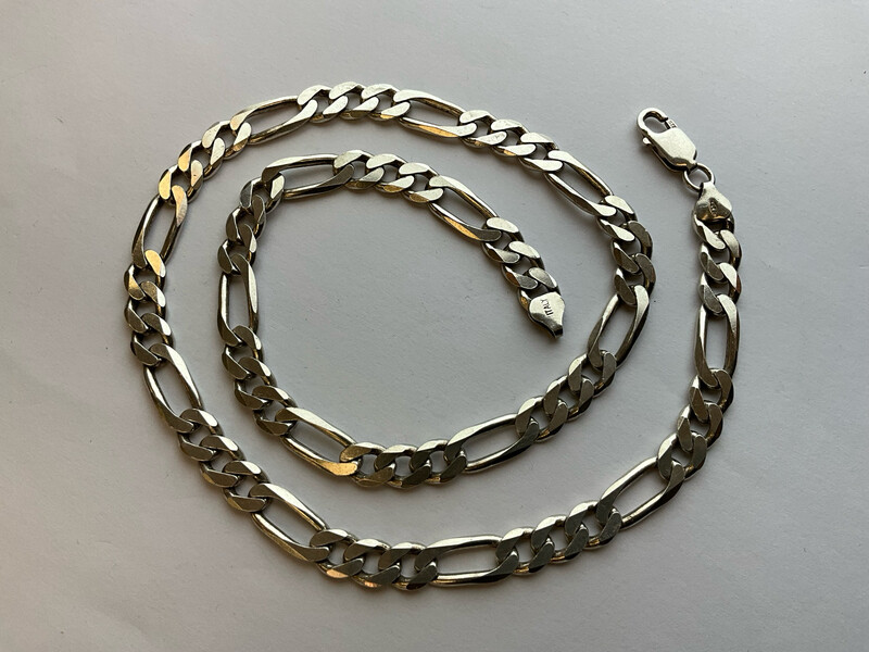 Figaro KETTE SILBER 925 Läng 55 cm Bereit 1cm 