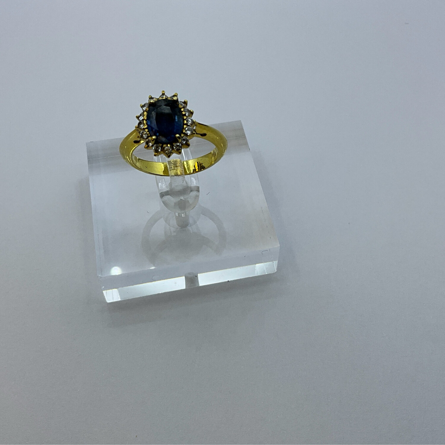 Echt Saphir OVAL  3 CT und Diamant Hallo Ring Prinzessin DİANA 18K GOLD NR 56