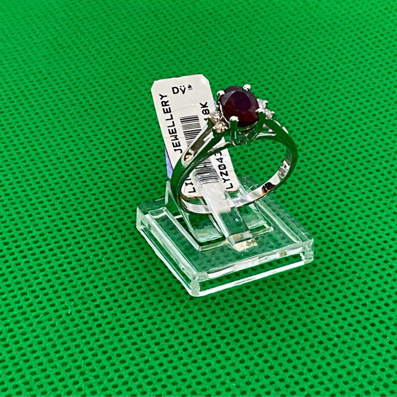 Ring Rubin und diamant 18K weissgold diamant 0.08 ct Rubin 1 ct  Gewicht 2.50 gr Size 56