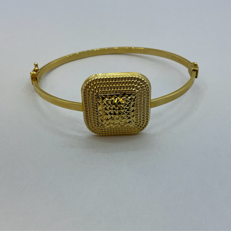 Armreif 18Karat gelb Gold 6/5 cm Kopfteil in quadratischer Form 2.5 cm/2.5 cm