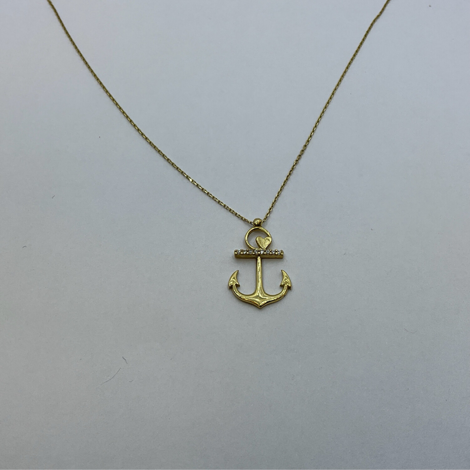 Damen Kette ANKER ANHÄNGER 14K GOLD LÄNG 46 CM 