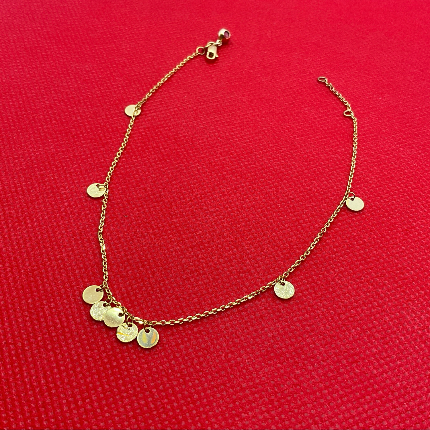 Fusskette für Damen 14K Gold Läng 26 cm 