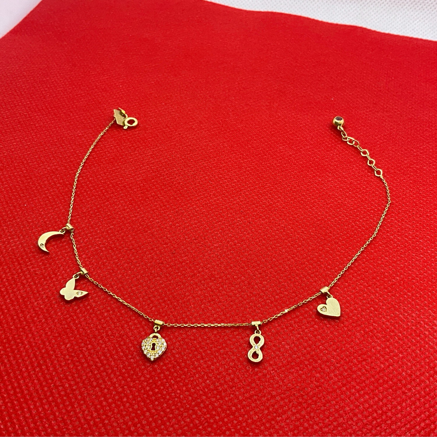 Fusskette mit Anhänger 14K GOLD Läng 26 cm 