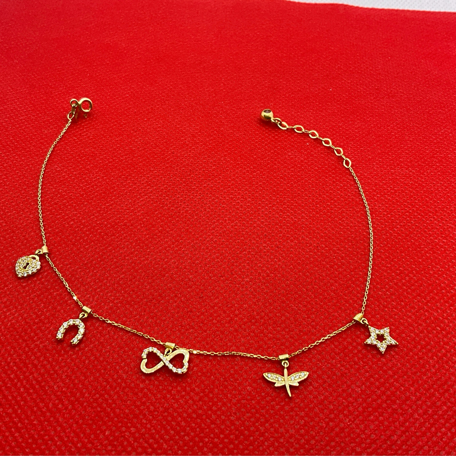 Fusskette mit Anhänger 14K gelbgold Läng 26.5 cm 