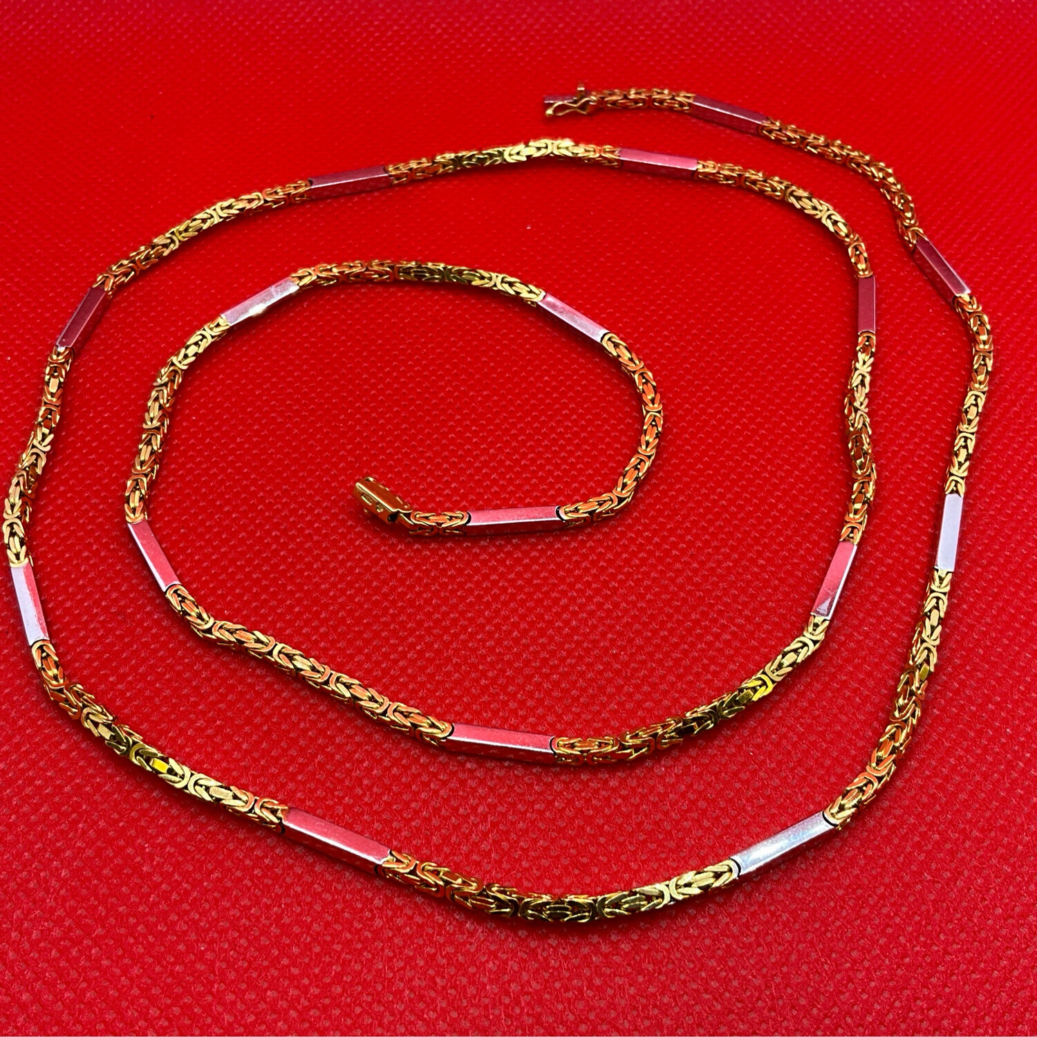 Konigskette 18K GOLD GELB UND weissgold Läng 80 cm bereit 0.30 mm 
