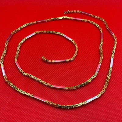 Konigskette 18K GOLD GELB UND weissgold Läng 80 cm bereit 0.30 mm 