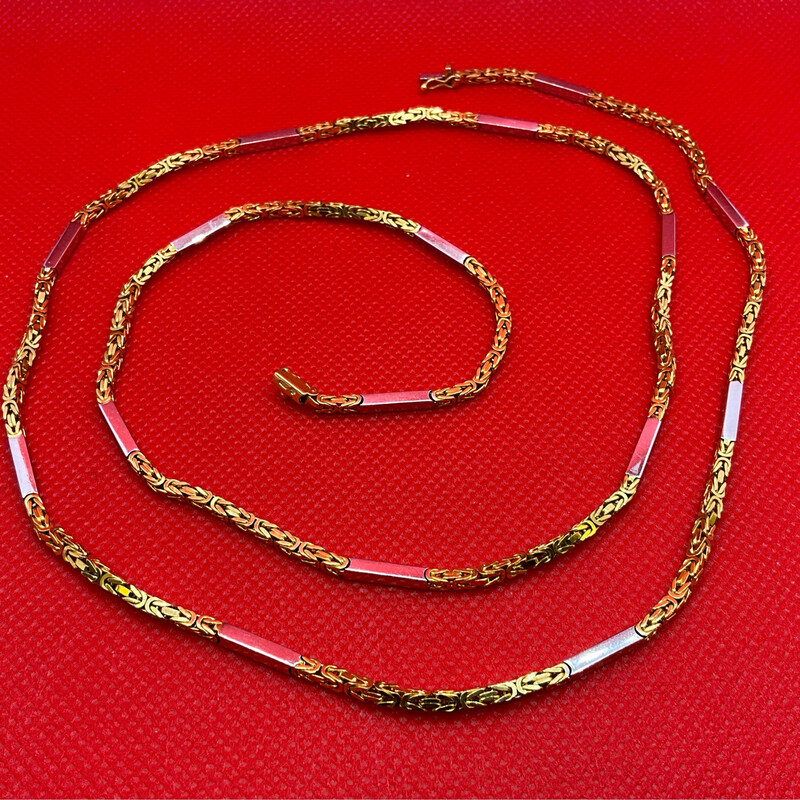 Konigskette 18K GOLD GELB UND weissgold Läng 80 cm bereit 0.30 mm 