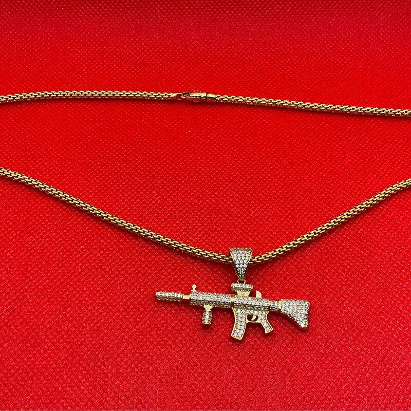 Kette 18K Unisex mit Anhänger Läng mit Anhänger 44 cm breit 0.3 mm 