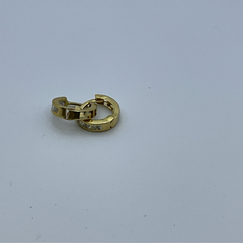 Ohrring 18K Gold rund 1 cm mit Zirkonstein 