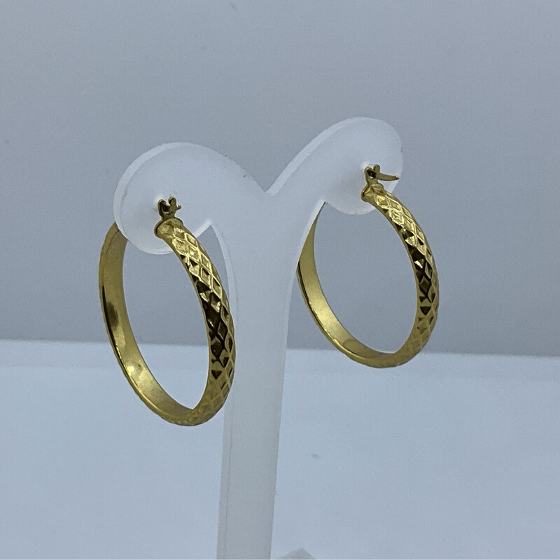 Ohrring für Damen 18K Gold Runde Form 2.5 cm bereit 0.30 mm 