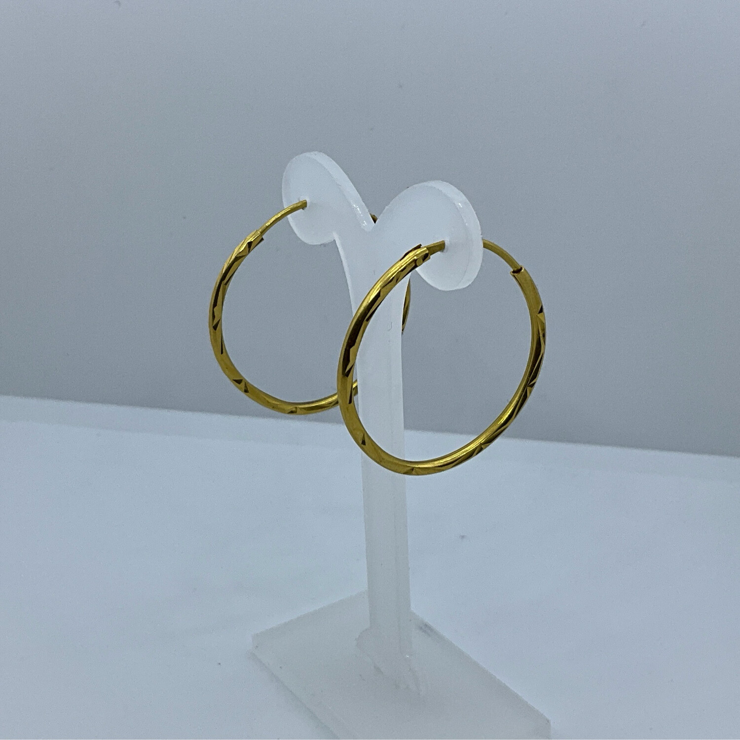 Ohrring 18K Gold Runde Form 3.5 cm Höhe 3.5 cm bereit 0.2 mm 
