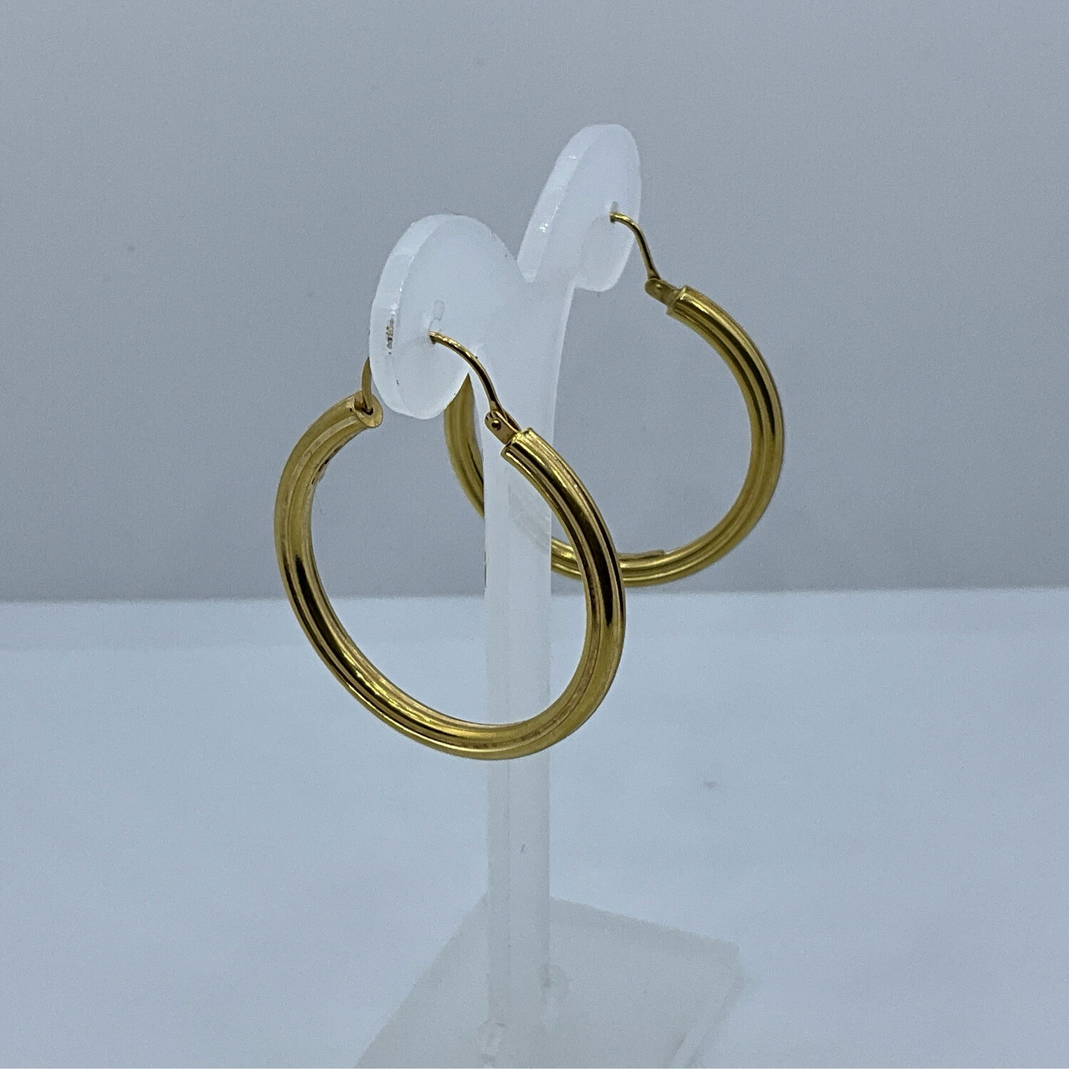 Ohrring für Damen 18K Gold Runde Formate 3 cm Höhe 3.5 cm bereit 0.2 mm
