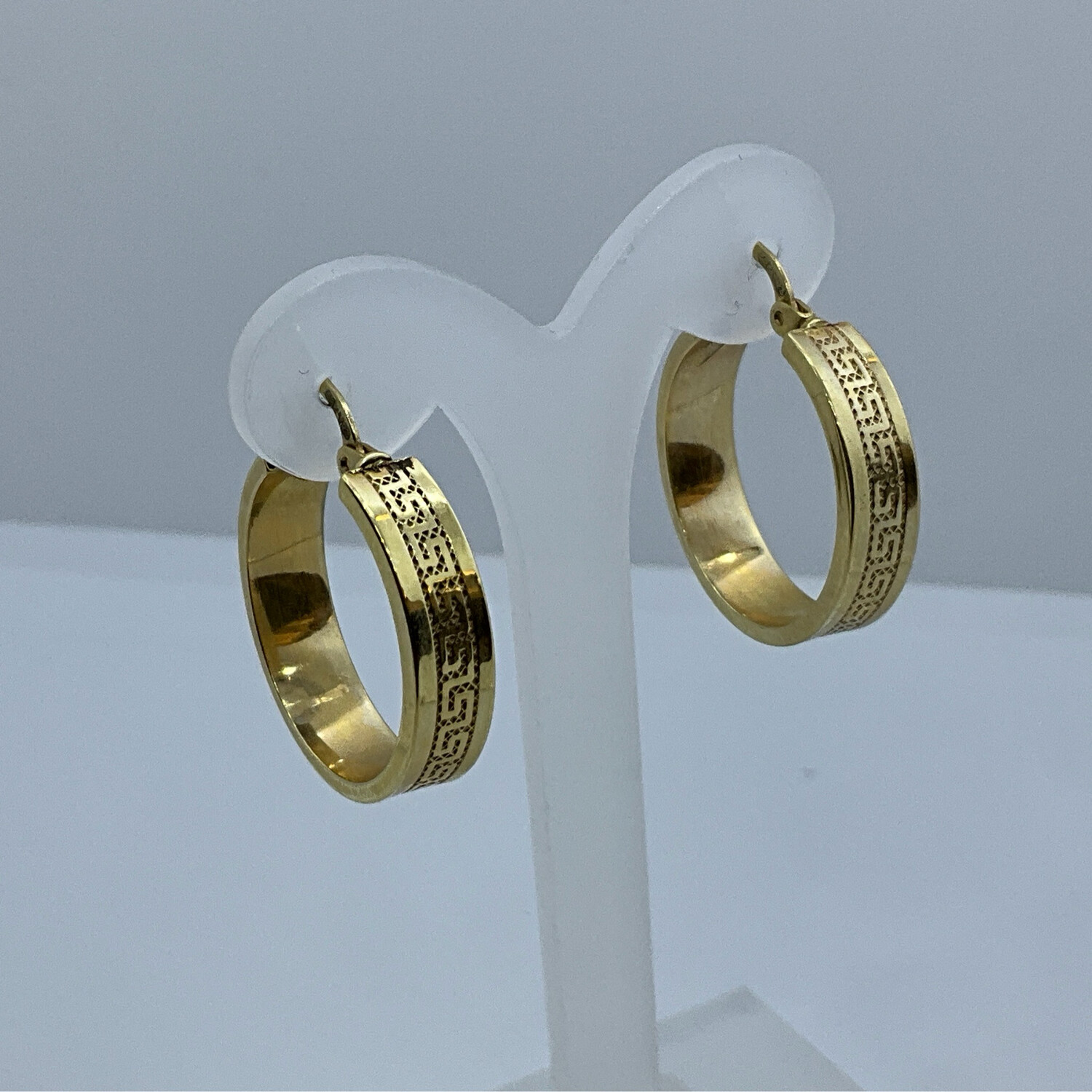 Ohrring für Damen 14K Gold Rundes Format 2.20 cm Bereit 0.50 mm 