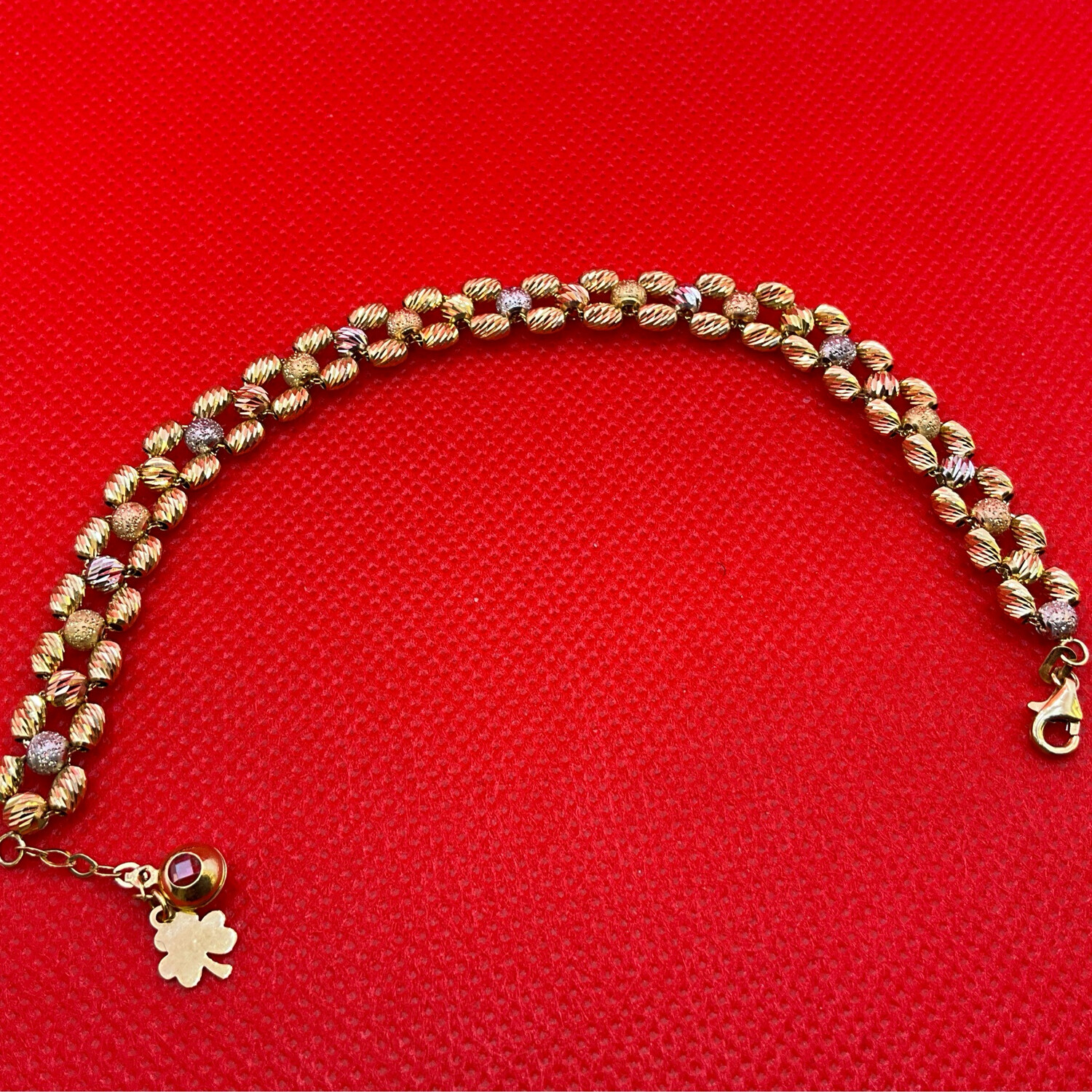 Armband für Damen Weiss ros und gelbgold läng 20 cm bereit 0,70 mm 14K GOLD
