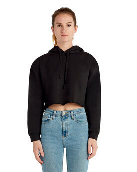 LS12000- Ladies Cropped Fleece, TShirt Color: Black