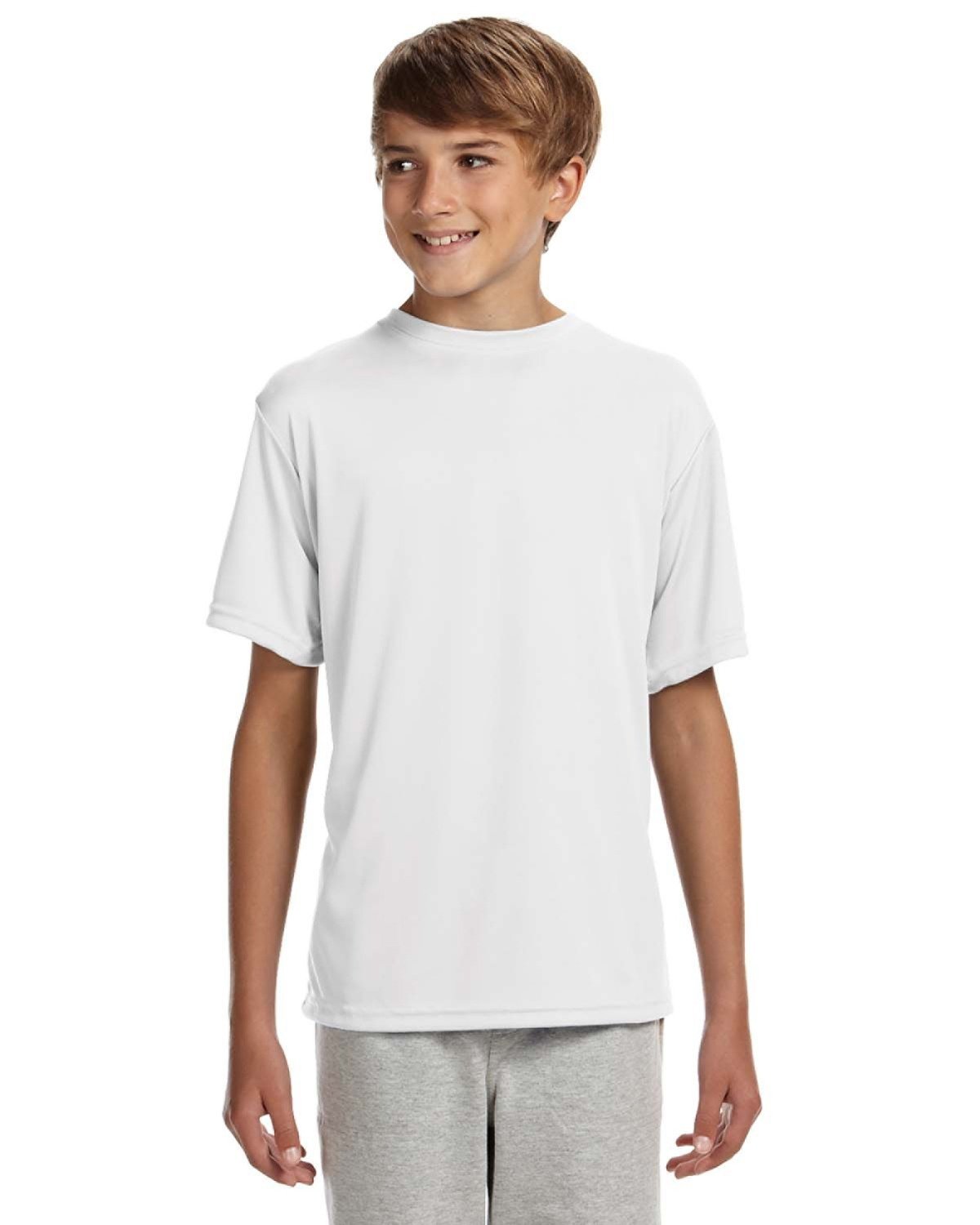 NB3142 A4 Youth Short-Sleeve Cooling Performance Crew, TShirt Color: white