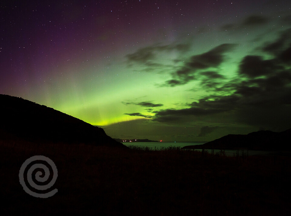 the Northern Lights over Fanad head from Inishowen