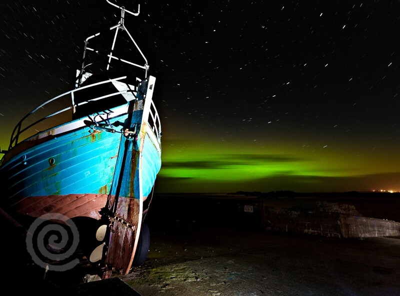 The Northern Lights over Rockstown Pier in Dundaff