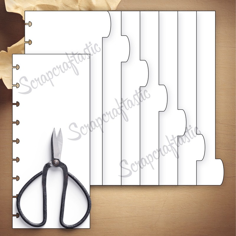 CLASSIC HALF SHEET - 7 Rounded Tab Divider Printable Templates and Cut Files (punched and not punched)