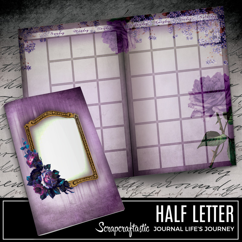 HALF LETTER - Serene Floral Vintage Printable Undated Monthly Journal