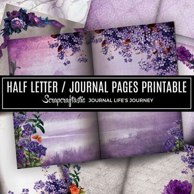 Serene Floral Vintage Digital Printable Half Letter Junk Journal Pages