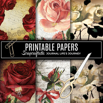 She Blooms Vintage Grunge Floral Digital Printable Pattern Papers
