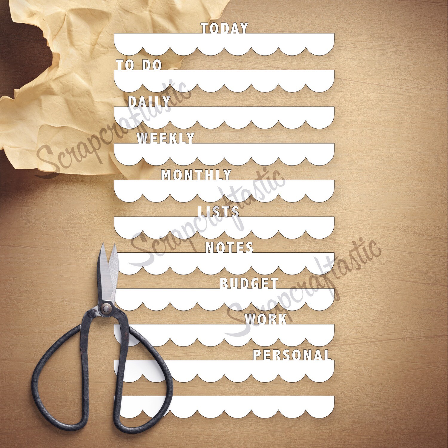 A5 HALF LETTER Top Word Tabs SVG and Studio Cut File
