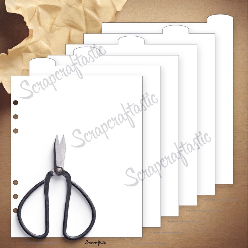 A5 WIDE - 4 Rounded Top Tab Divider Printable Templates and Cut Files