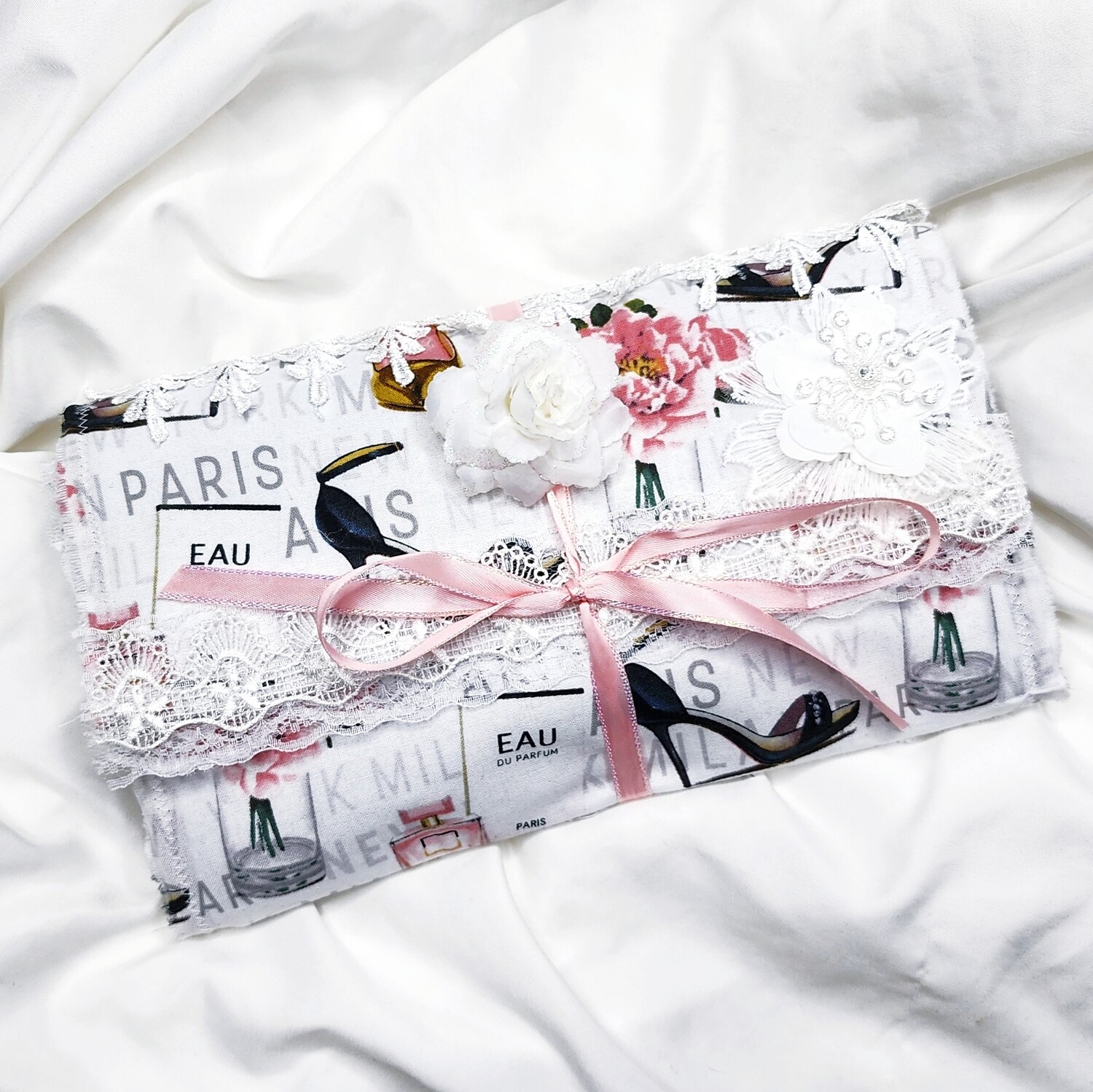 Pretty Girl Fabric Pouch and Standard Traveler's Notebook Handmade Junk Journal Inserts