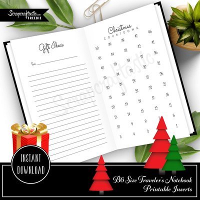 Christmas Countdown and Gift Ideas B6 Traveler's Notebook Inserts